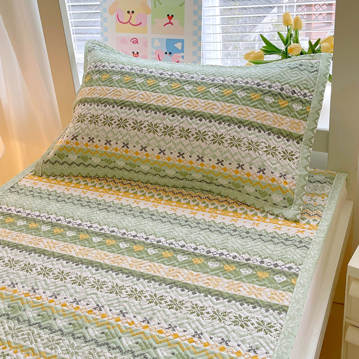 91家纺网 家纺一手货源 找家纺 （总）金鑫汇家纺 2026春夏新款学生床新花型老粗布床盖夹棉软凉席席子可以机洗