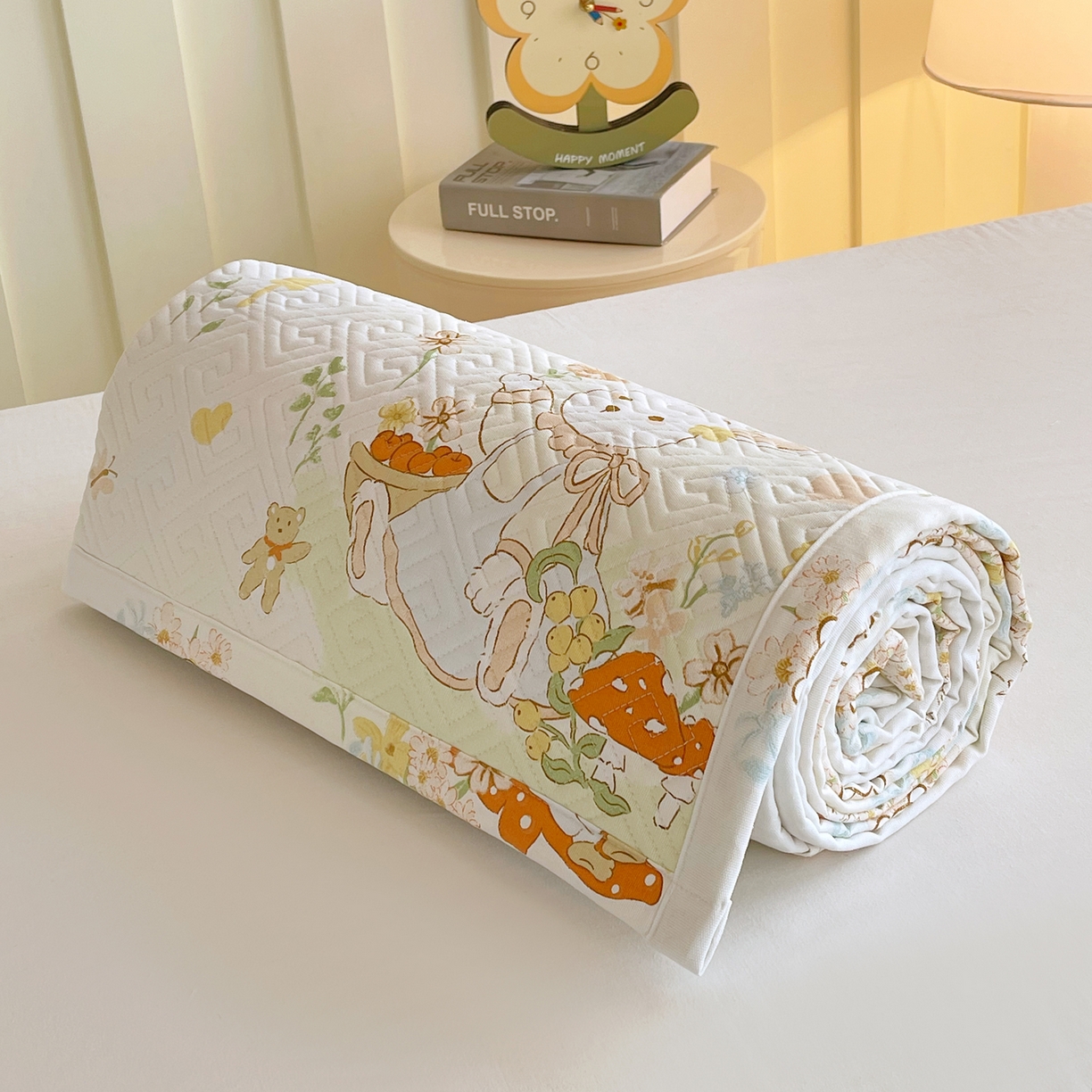 91家纺网 家纺一手货源 找家纺 金鑫汇家纺 2026春夏新款学生床新花型老粗布床盖夹棉软凉席席子可以机洗 学生床-春日童话