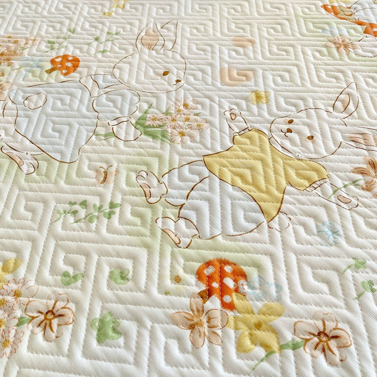 91家纺网 家纺一手货源 找家纺 金鑫汇家纺 2026春夏新款学生床新花型老粗布床盖夹棉软凉席席子可以机洗 学生床-春日童话