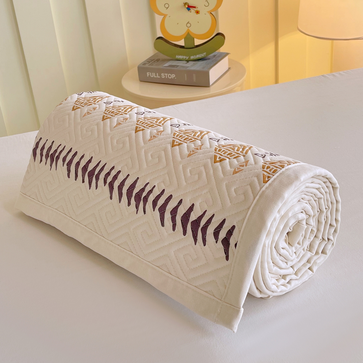 91家纺网 家纺一手货源 找家纺 金鑫汇家纺 2026春夏新款学生床新花型老粗布床盖夹棉软凉席席子可以机洗 学生床-安夏-咖