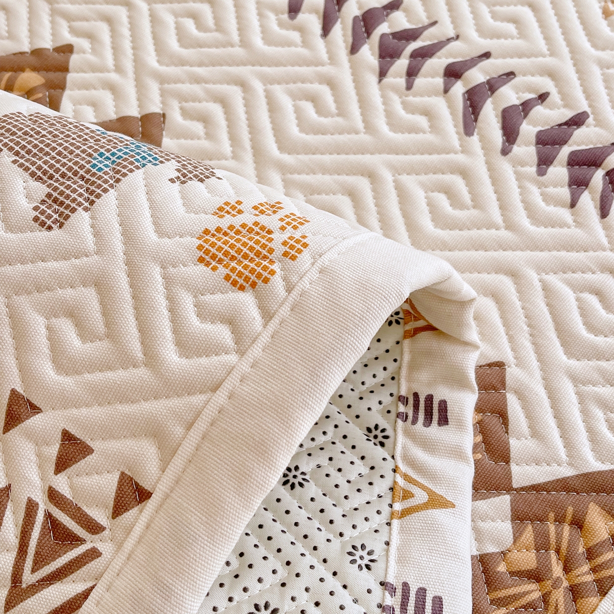 91家纺网 家纺一手货源 找家纺 金鑫汇家纺 2026春夏新款学生床新花型老粗布床盖夹棉软凉席席子可以机洗 学生床-安夏-咖