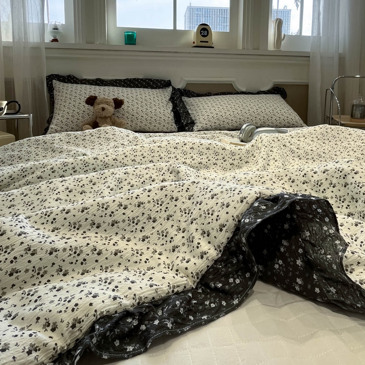 91家纺网 家纺一手货源 找家纺 （总）一加一 2026新款复古碎花双层纱大豆夏被夏凉被空调被-纱边花眠