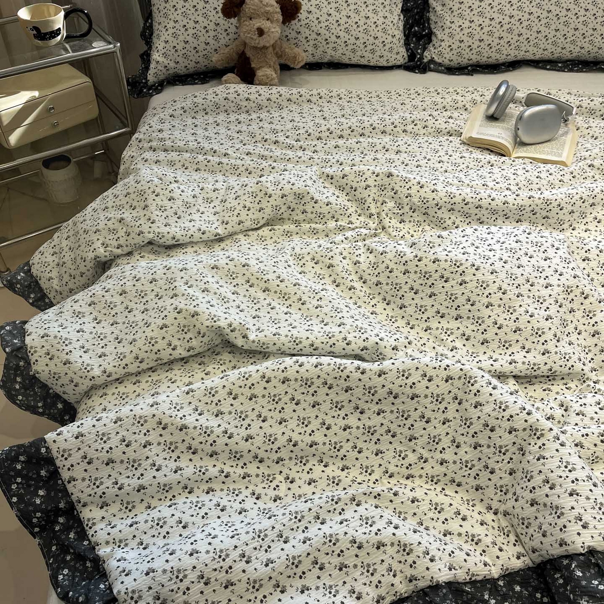 91家纺网 家纺一手货源 找家纺 （总）一加一 2026新款复古碎花双层纱大豆夏被夏凉被空调被-纱边花眠