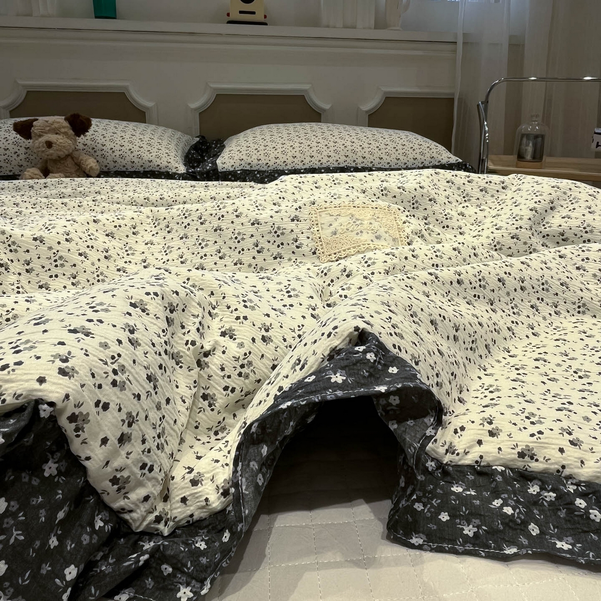 91家纺网 家纺一手货源 找家纺 （总）一加一 2026新款复古碎花双层纱大豆夏被夏凉被空调被-纱边花眠