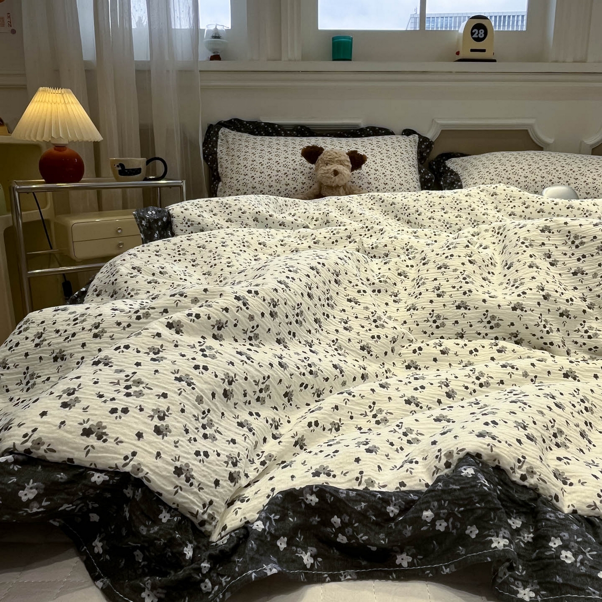 91家纺网 家纺一手货源 找家纺 （总）一加一 2026新款复古碎花双层纱大豆夏被夏凉被空调被-纱边花眠