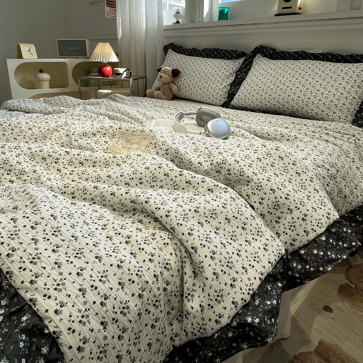 91家纺网 家纺一手货源 找家纺 （总）一加一 2026新款复古碎花双层纱大豆夏被夏凉被空调被-纱边花眠