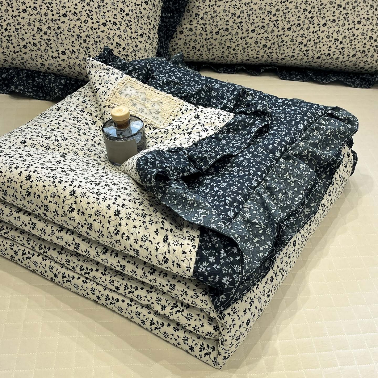 91家纺网 家纺一手货源 找家纺 （总）一加一 2026新款复古碎花双层纱大豆夏被夏凉被空调被-纱边花眠