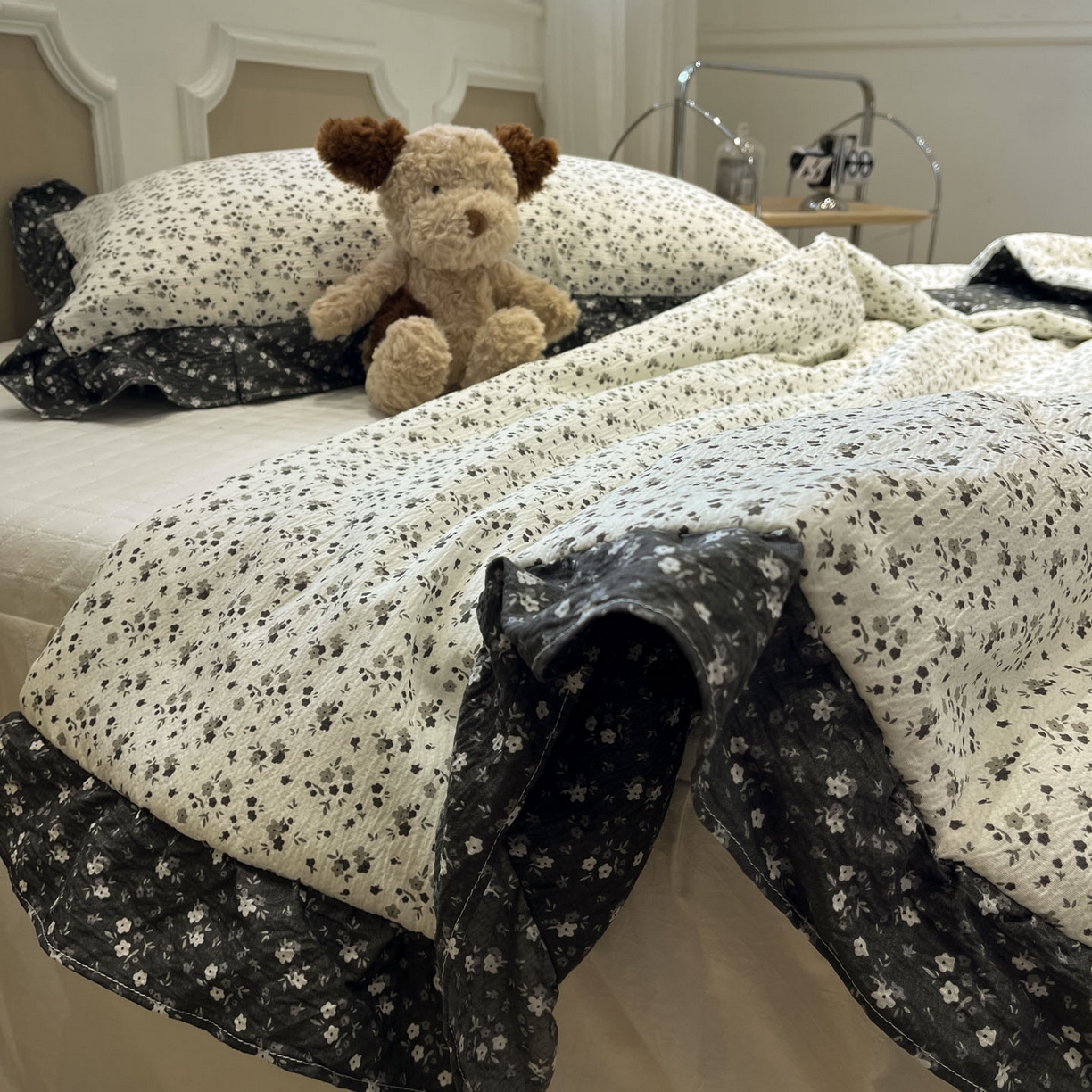 91家纺网 家纺一手货源 找家纺 一加一 2026新款复古碎花双层纱大豆夏被夏凉被空调被-纱边花眠 暗香