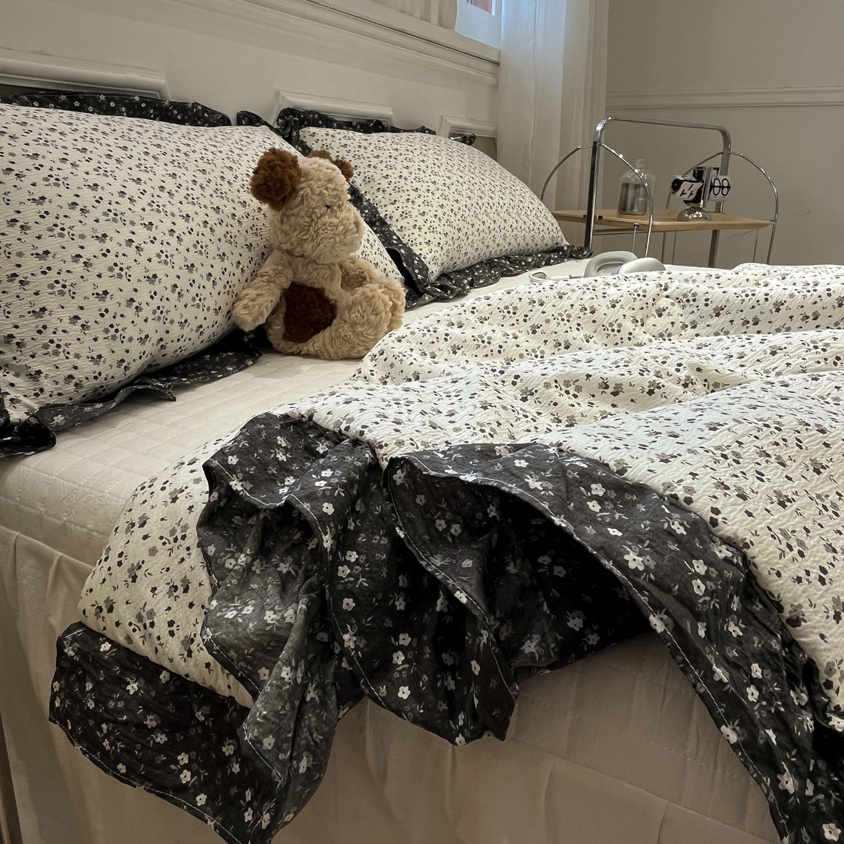 91家纺网 家纺一手货源 找家纺 一加一 2026新款复古碎花双层纱大豆夏被夏凉被空调被-纱边花眠 暗香