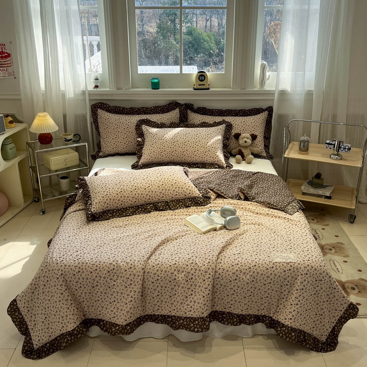 91家纺网 家纺一手货源 找家纺 一加一 2026新款复古碎花双层纱大豆夏被夏凉被空调被-纱边花眠 芬芳