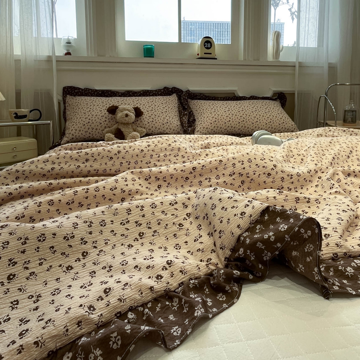 91家纺网 家纺一手货源 找家纺 一加一 2026新款复古碎花双层纱大豆夏被夏凉被空调被-纱边花眠 芬芳