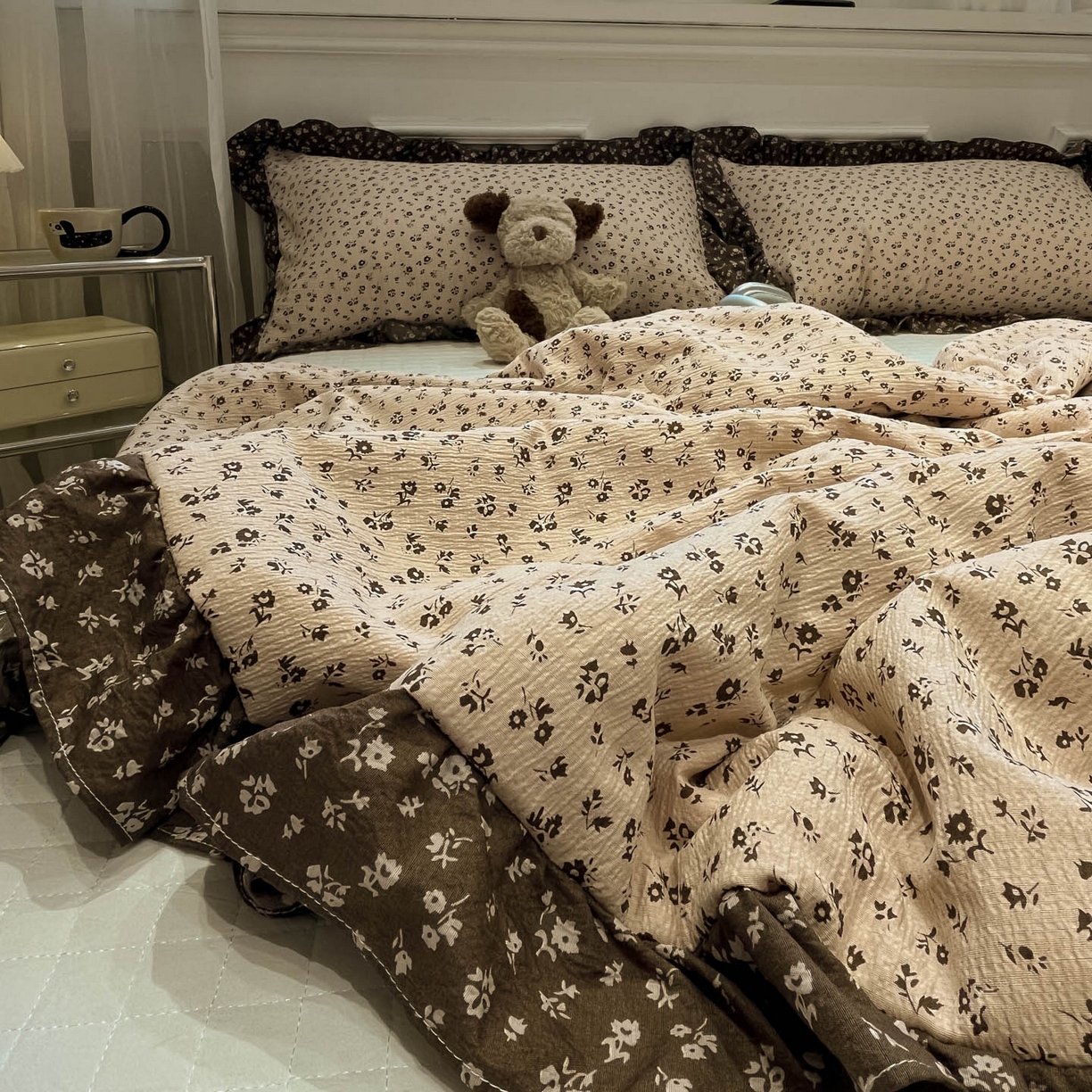 91家纺网 家纺一手货源 找家纺 一加一 2026新款复古碎花双层纱大豆夏被夏凉被空调被-纱边花眠 芬芳