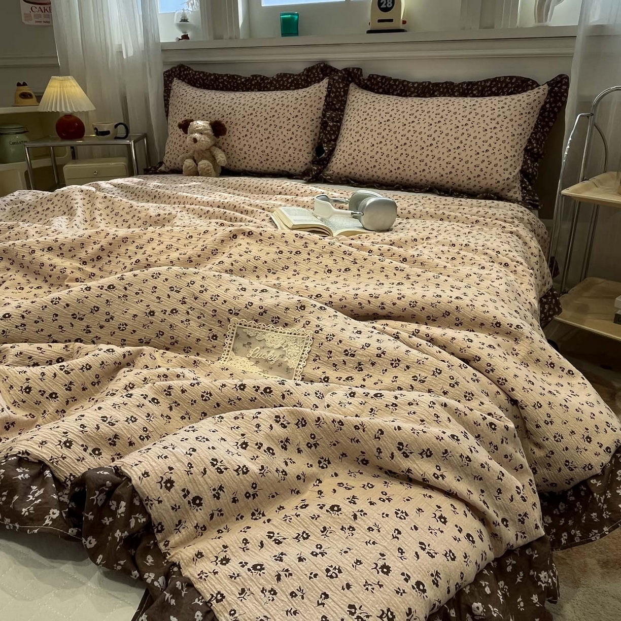 91家纺网 家纺一手货源 找家纺 一加一 2026新款复古碎花双层纱大豆夏被夏凉被空调被-纱边花眠 芬芳