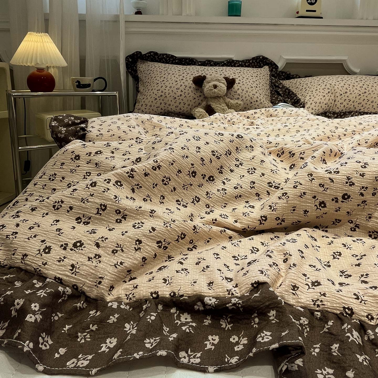 91家纺网 家纺一手货源 找家纺 一加一 2026新款复古碎花双层纱大豆夏被夏凉被空调被-纱边花眠 芬芳