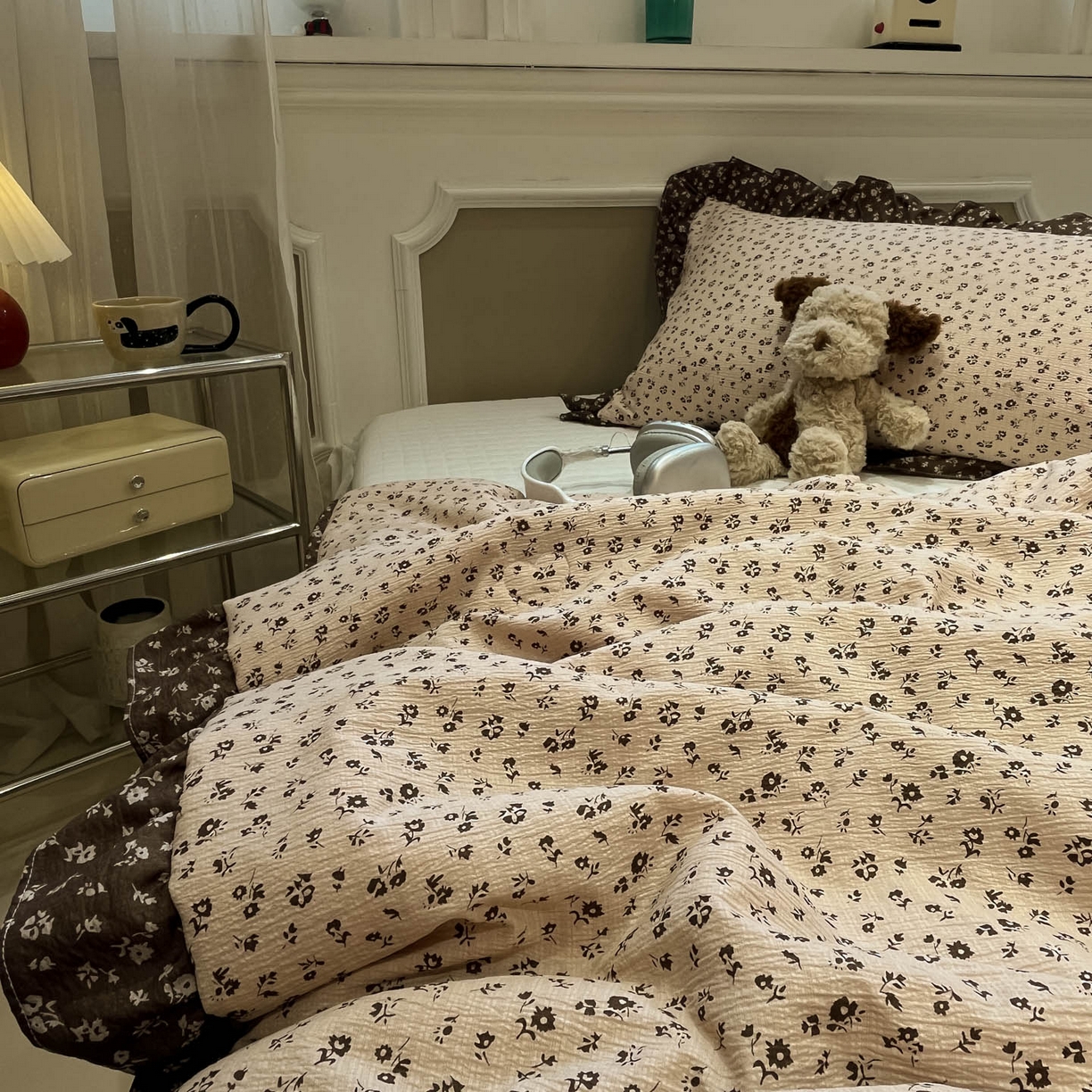 91家纺网 家纺一手货源 找家纺 一加一 2026新款复古碎花双层纱大豆夏被夏凉被空调被-纱边花眠 芬芳