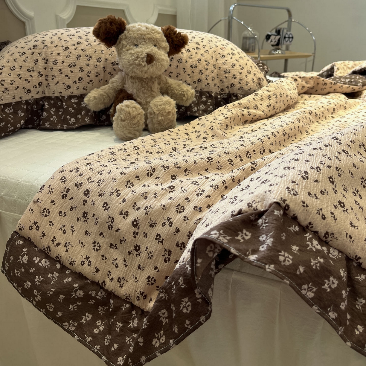 91家纺网 家纺一手货源 找家纺 一加一 2026新款复古碎花双层纱大豆夏被夏凉被空调被-纱边花眠 芬芳