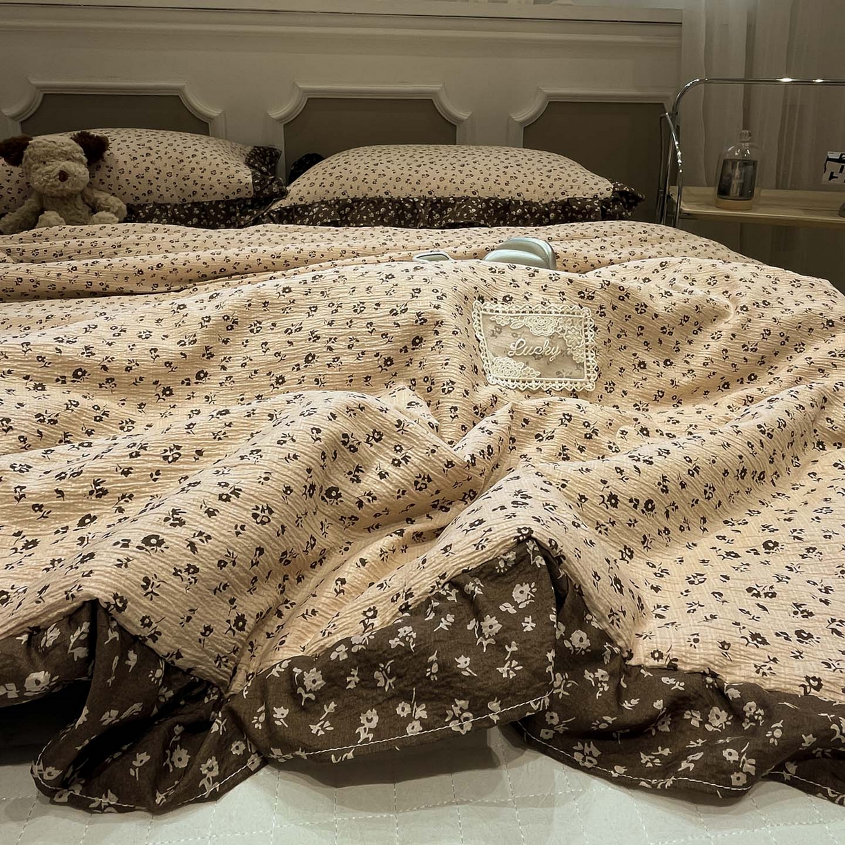 91家纺网 家纺一手货源 找家纺 一加一 2026新款复古碎花双层纱大豆夏被夏凉被空调被-纱边花眠 芬芳