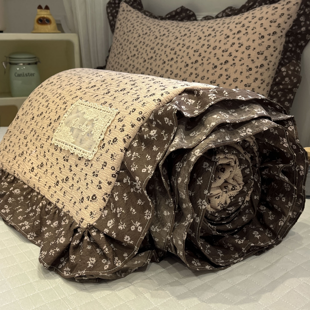 91家纺网 家纺一手货源 找家纺 一加一 2026新款复古碎花双层纱大豆夏被夏凉被空调被-纱边花眠 芬芳