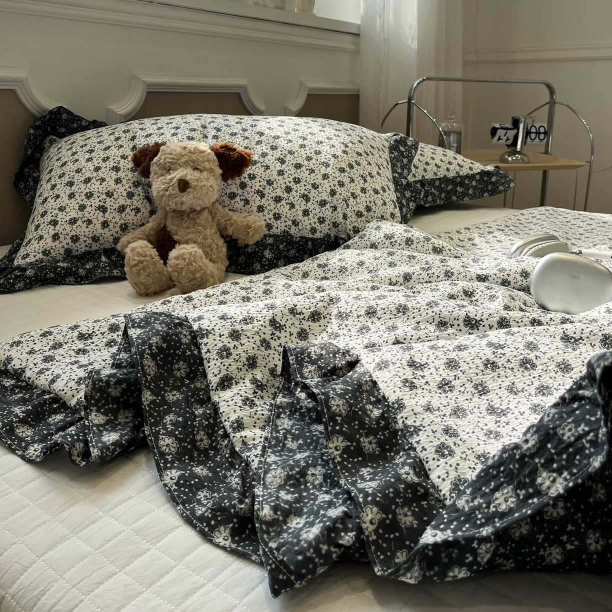 91家纺网 家纺一手货源 找家纺 一加一 2026新款复古碎花双层纱大豆夏被夏凉被空调被-纱边花眠 花团锦簇