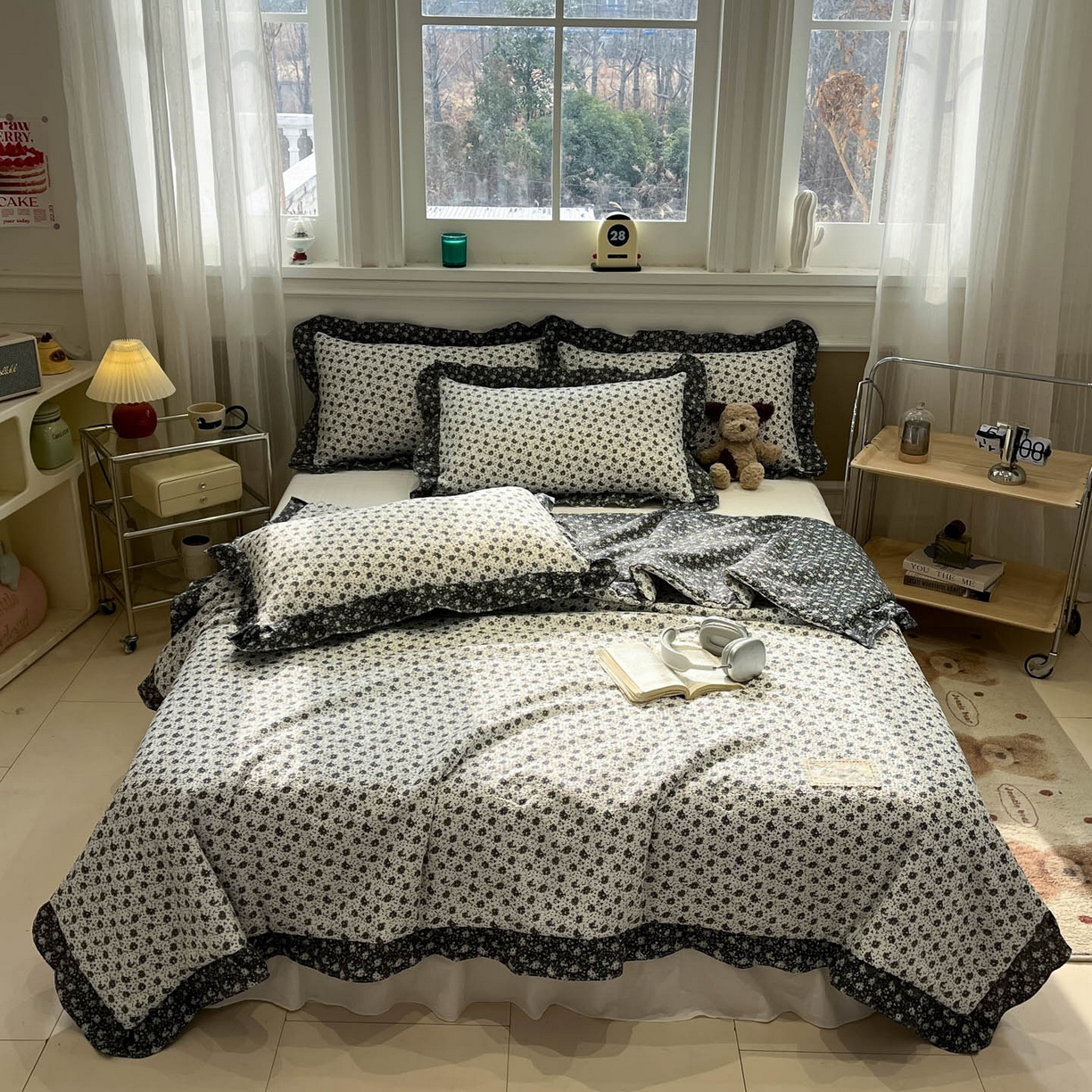 91家纺网 家纺一手货源 找家纺 一加一 2026新款复古碎花双层纱大豆夏被夏凉被空调被-纱边花眠 花团锦簇