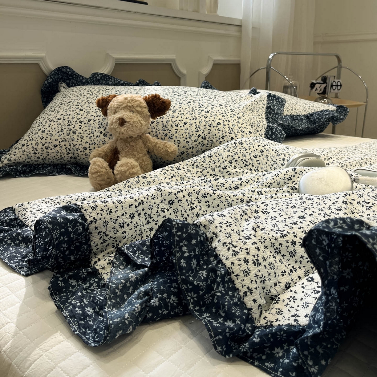 91家纺网 家纺一手货源 找家纺 一加一 2026新款复古碎花双层纱大豆夏被夏凉被空调被-纱边花眠 盛夏