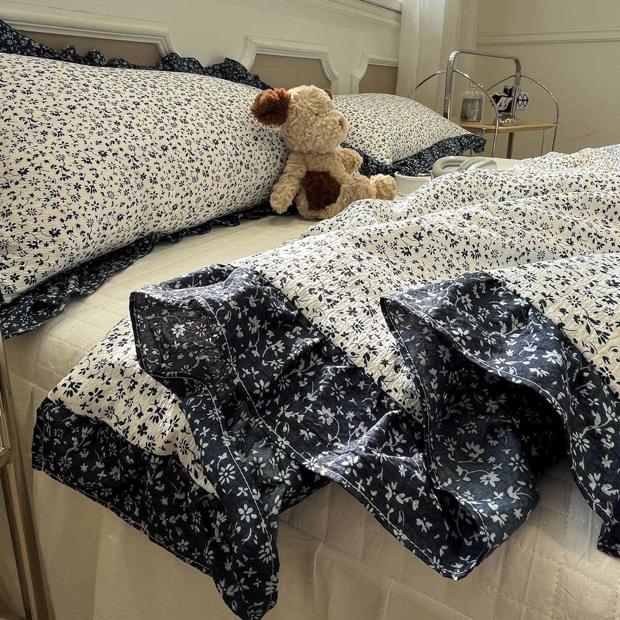 91家纺网 家纺一手货源 找家纺 一加一 2026新款复古碎花双层纱大豆夏被夏凉被空调被-纱边花眠 盛夏