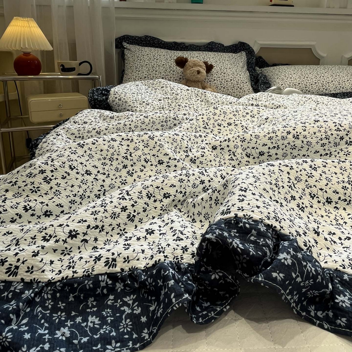 91家纺网 家纺一手货源 找家纺 一加一 2026新款复古碎花双层纱大豆夏被夏凉被空调被-纱边花眠 盛夏