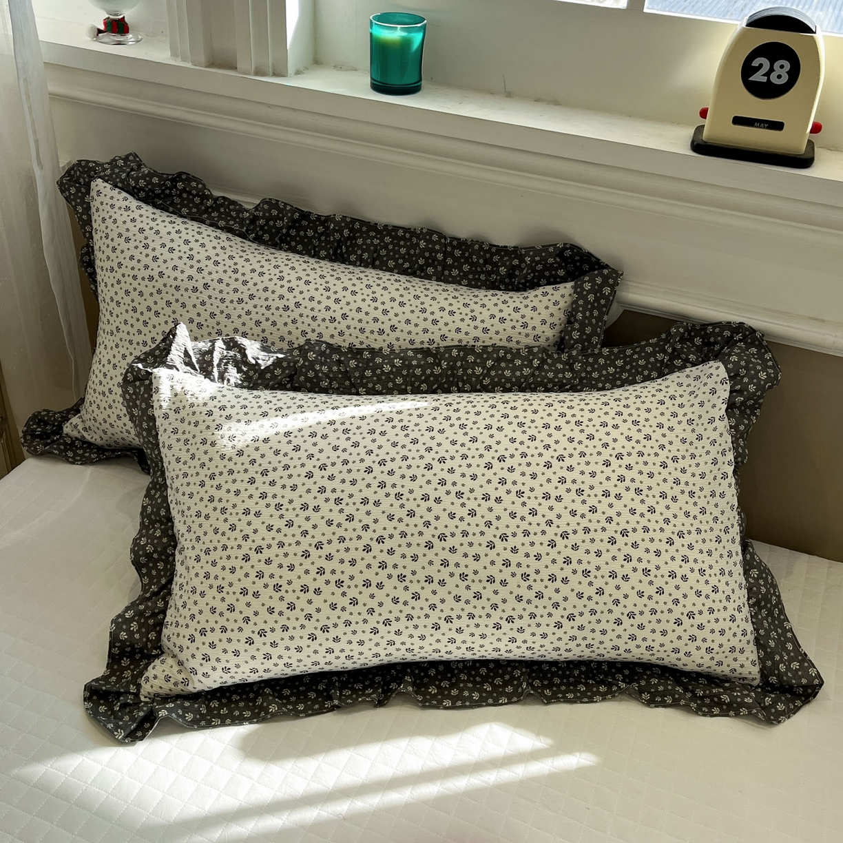 91家纺网 家纺一手货源 找家纺 一加一 2026新款复古碎花双层纱大豆夏被夏凉被空调被-纱边花眠 叶影