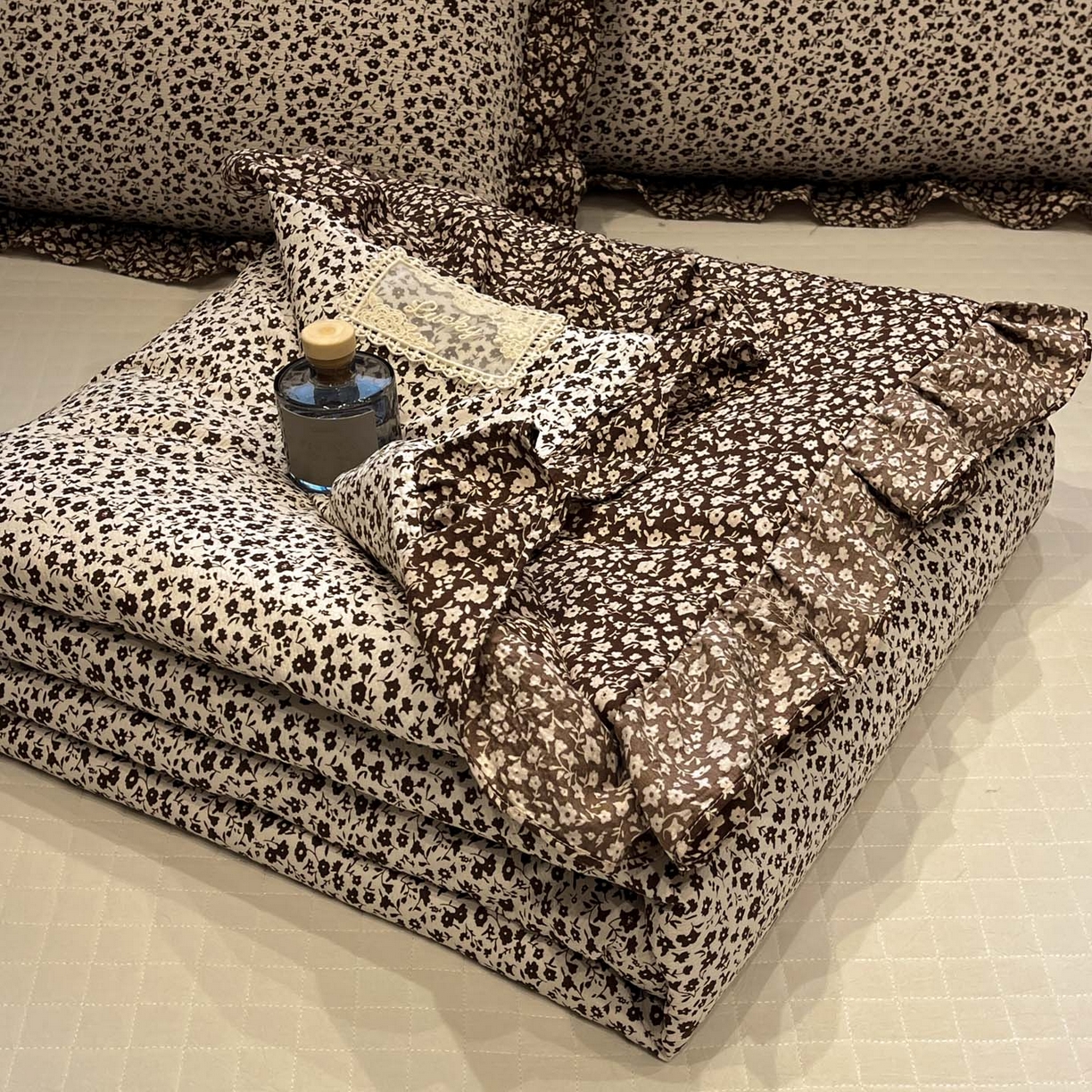 一加一 2026新款复古碎花双层纱大豆夏被夏凉被空调被-纱边花眠 绽放