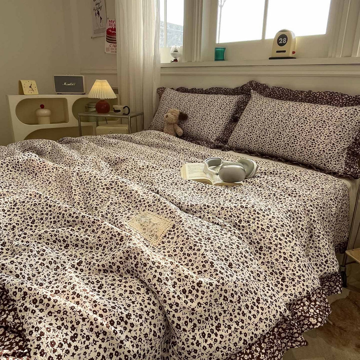 91家纺网 家纺一手货源 找家纺 一加一 2026新款复古碎花双层纱大豆夏被夏凉被空调被-纱边花眠 绽放