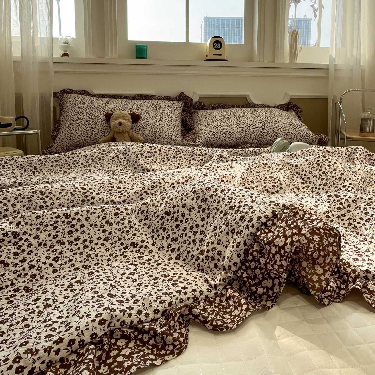 91家纺网 家纺一手货源 找家纺 一加一 2026新款复古碎花双层纱大豆夏被夏凉被空调被-纱边花眠 绽放