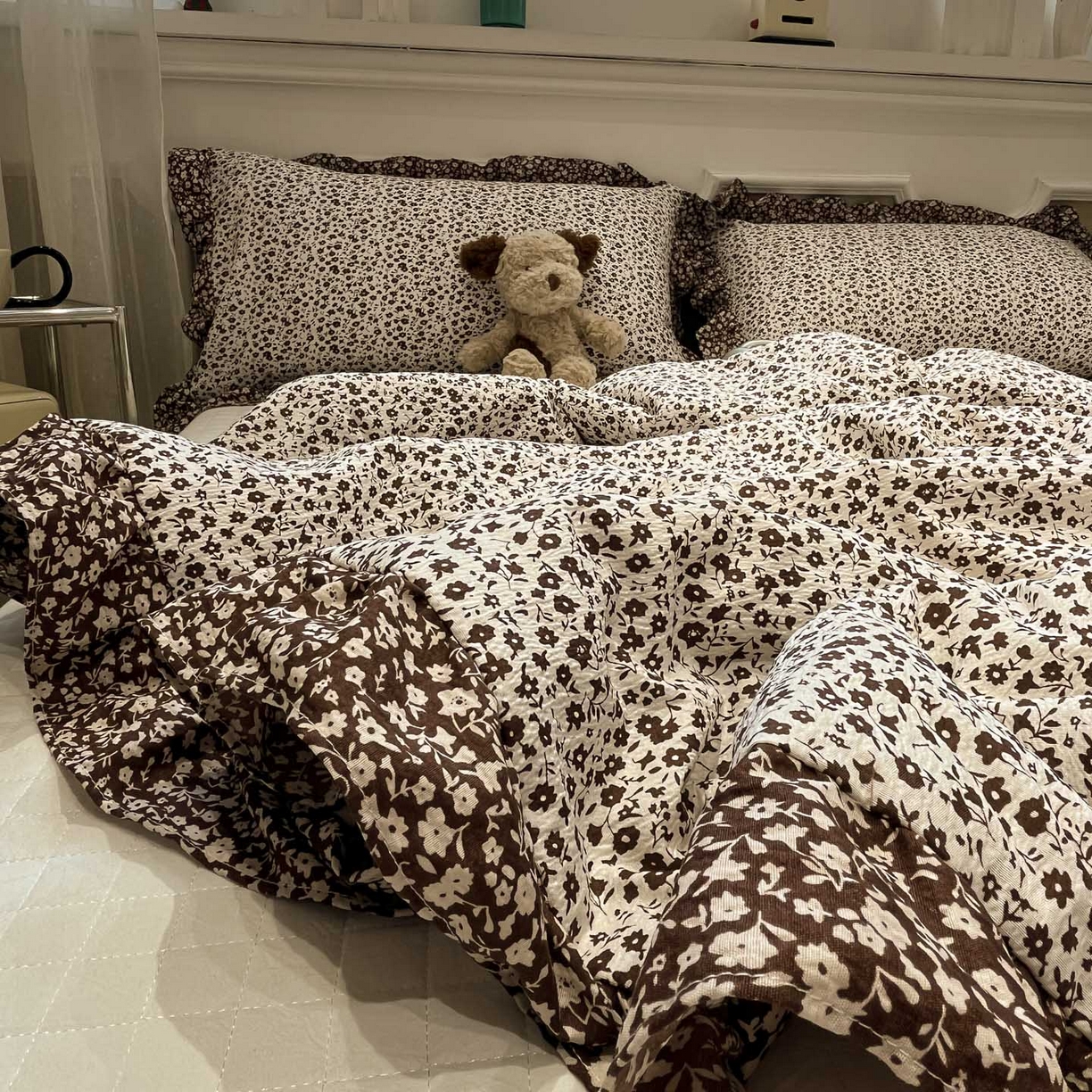 91家纺网 家纺一手货源 找家纺 一加一 2026新款复古碎花双层纱大豆夏被夏凉被空调被-纱边花眠 绽放