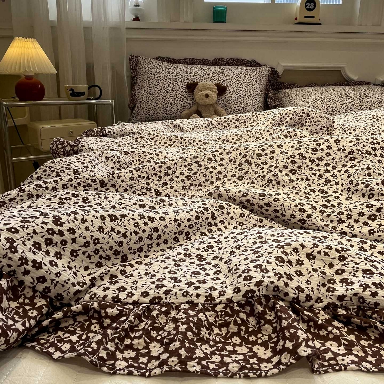 91家纺网 家纺一手货源 找家纺 一加一 2026新款复古碎花双层纱大豆夏被夏凉被空调被-纱边花眠 绽放