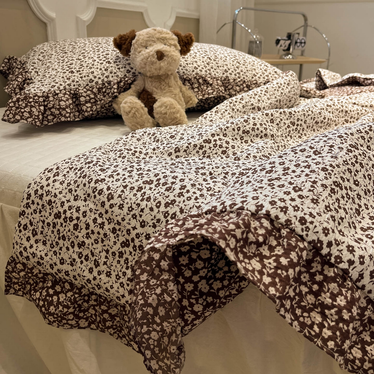 91家纺网 家纺一手货源 找家纺 一加一 2026新款复古碎花双层纱大豆夏被夏凉被空调被-纱边花眠 绽放