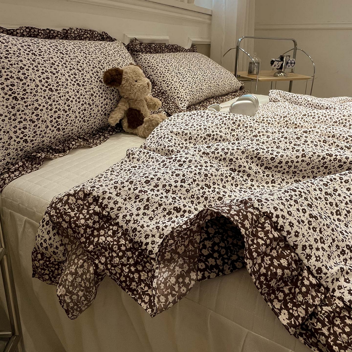 91家纺网 家纺一手货源 找家纺 一加一 2026新款复古碎花双层纱大豆夏被夏凉被空调被-纱边花眠 绽放