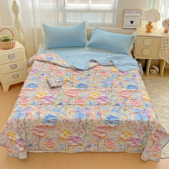 91家纺网 家纺一手货源 找家纺 （总）栩裕纺织 2026新款（常年不断货）5D立体凉感丝夏被仿锦氨空调被冰淇淋夏凉被