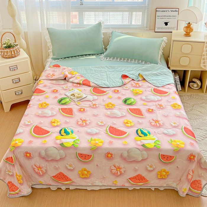 91家纺网 家纺一手货源 找家纺 （总）栩裕纺织 2026新款（常年不断货）5D立体凉感丝夏被仿锦氨空调被冰淇淋夏凉被