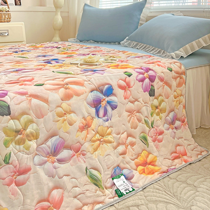 91家纺网 家纺一手货源 找家纺 栩裕纺织 2026新款（常年不断货）5D立体凉感丝夏被仿锦氨空调被冰淇淋夏凉被 五彩缤纷