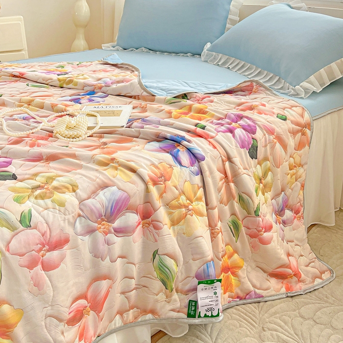 91家纺网 家纺一手货源 找家纺 栩裕纺织 2026新款（常年不断货）5D立体凉感丝夏被仿锦氨空调被冰淇淋夏凉被 五彩缤纷