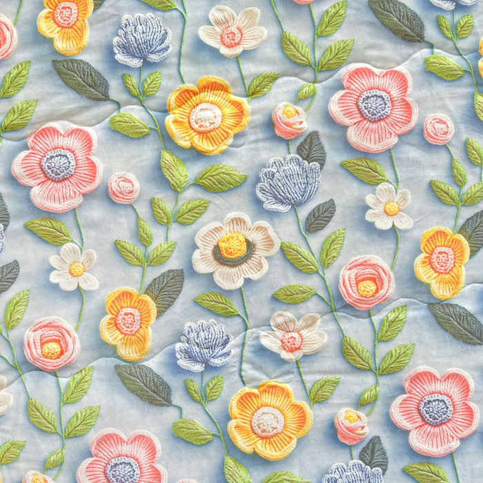 91家纺网 家纺一手货源 找家纺 栩裕纺织 2026新款（常年不断货）5D立体凉感丝夏被仿锦氨空调被冰淇淋夏凉被 小花园