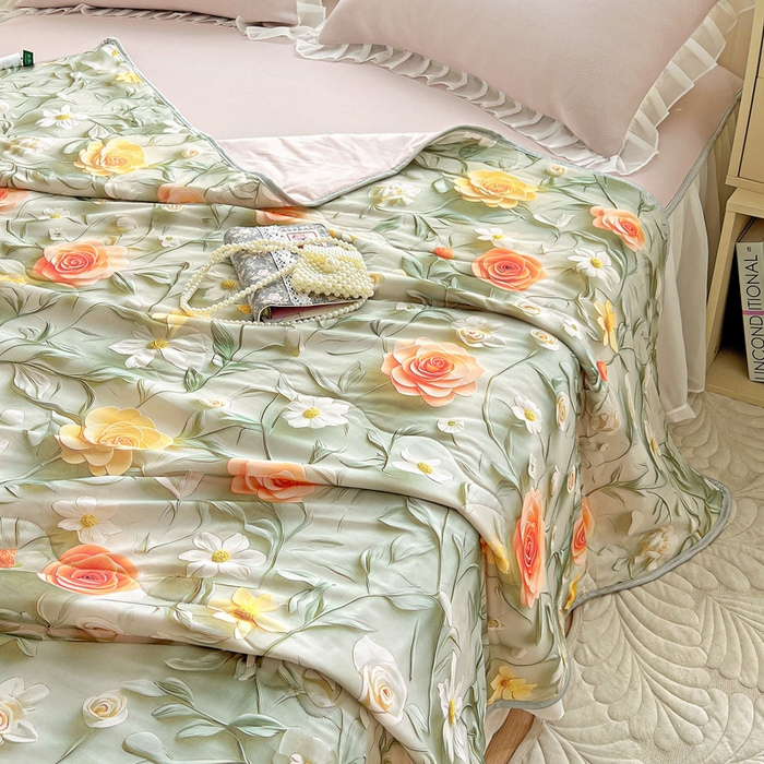 91家纺网 家纺一手货源 找家纺 栩裕纺织 2026新款（常年不断货）5D立体凉感丝夏被仿锦氨空调被冰淇淋夏凉被 繁花似锦