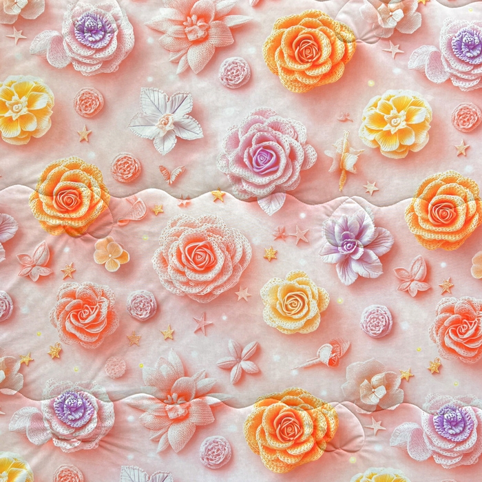 91家纺网 家纺一手货源 找家纺 栩裕纺织 2026新款（常年不断货）5D立体凉感丝夏被仿锦氨空调被冰淇淋夏凉被 爱心玫瑰