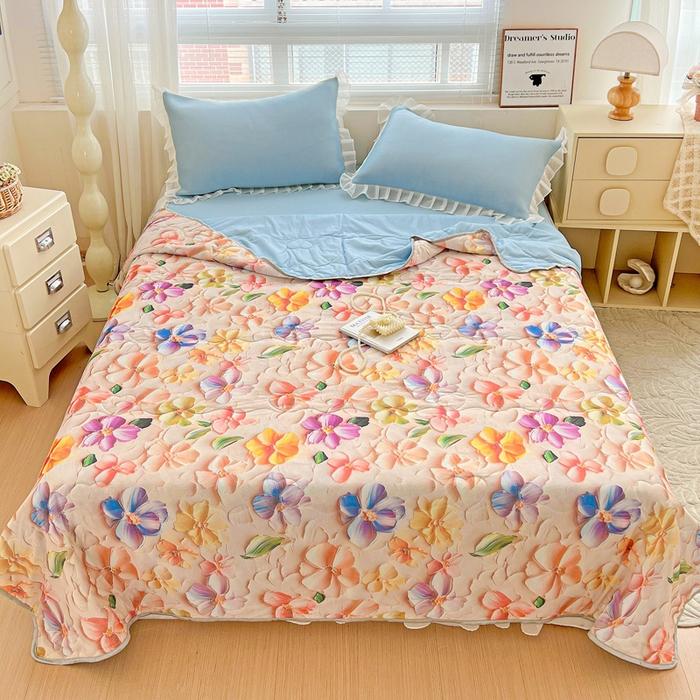 91家纺网 家纺一手货源 找家纺 （总）栩裕纺织 2026新款（常年不断货）5D立体凉感丝夏被仿锦氨空调被冰淇淋夏凉被