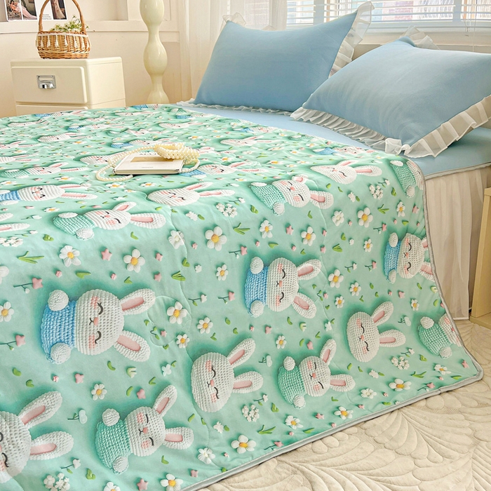 91家纺网 家纺一手货源 找家纺 栩裕纺织 2026新款（常年不断货）5D立体凉感丝夏被仿锦氨空调被冰淇淋夏凉被 乖乖兔