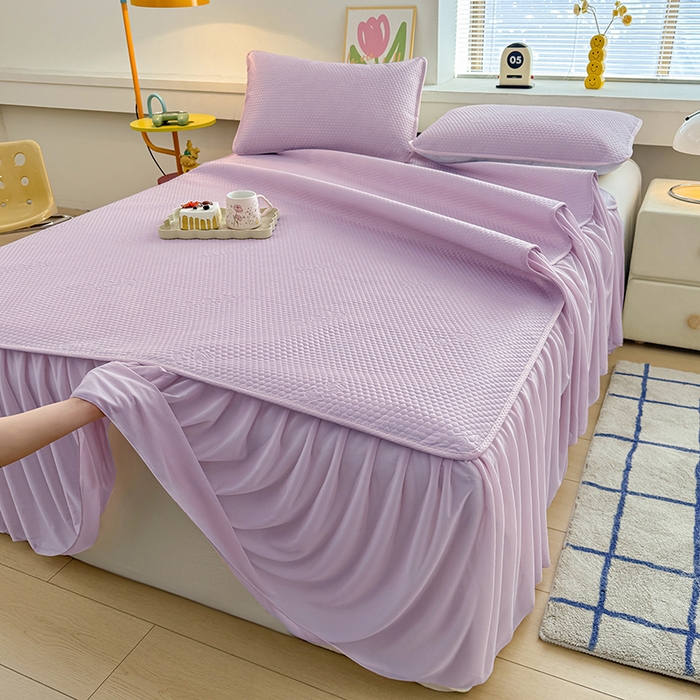 91家纺网 家纺一手货源 找家纺 大元 2026新款3D凉豆豆床裙款系列 离火紫