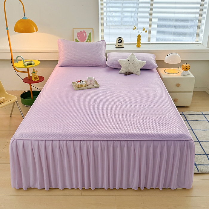 91家纺网 家纺一手货源 找家纺 大元 2026新款3D凉豆豆床裙款系列 离火紫