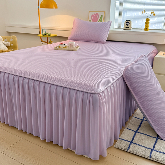 91家纺网 家纺一手货源 找家纺 大元 2026新款3D凉豆豆床裙款系列 离火紫