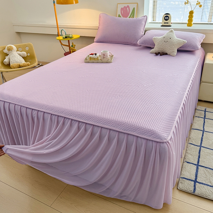 91家纺网 家纺一手货源 找家纺 大元 2026新款3D凉豆豆床裙款系列 离火紫