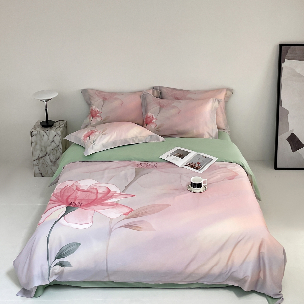 金奇达家纺 2026新款茧养天丝棉四件套-朝颜（标准号全网控价（折后券后）不低于268元) 朝颜-水云粉