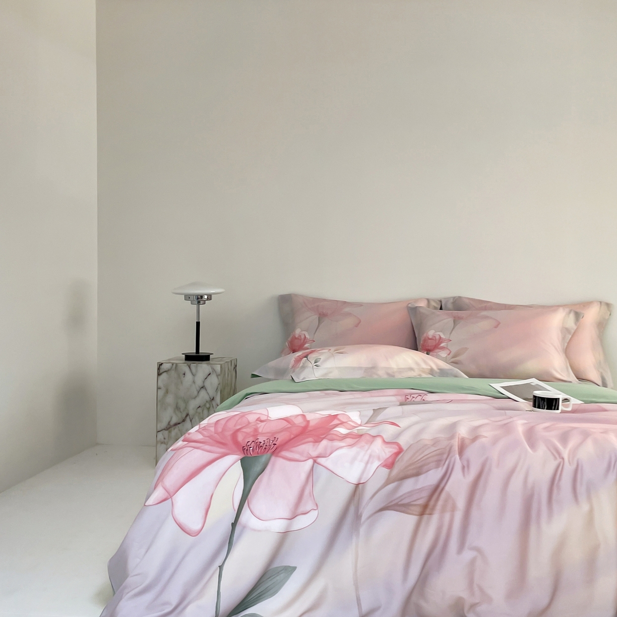 91家纺网 家纺一手货源 找家纺 金奇达家纺 2026新款茧养天丝棉四件套-朝颜（标准号全网控价（折后券后）不低于268元) 朝颜-水云粉